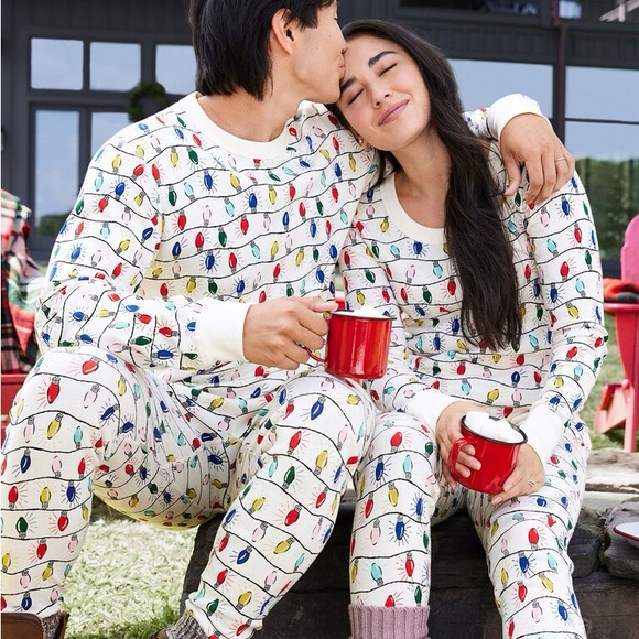 Hanna Andersson Adult Holiday Long John Pajama Pants- Bright Bulbs - Picture 2 of 4